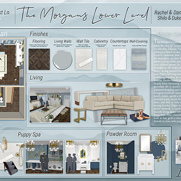 Residential design board with the title  The Morgan's Lower Level